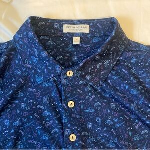 Peter Millar Blue back to the future  Men's Sumer comfort polo size L